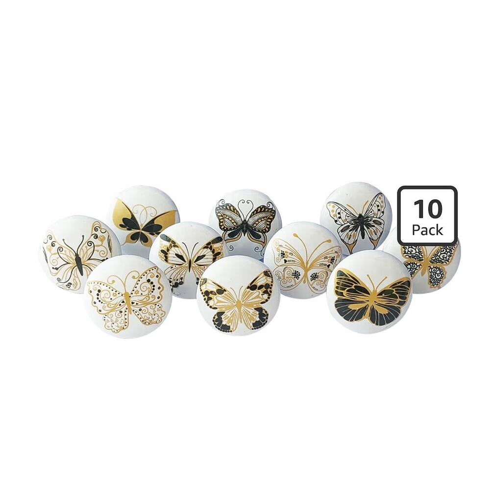 Set of 10 Royal Kraft Vintage Golden and Black Printed Butterfly